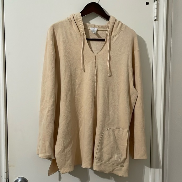 J. Jill Cream Relaxed Terry Cloth Hoodie Size XL - Picture 1 of 8